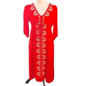 Boho Embroidered Dress W Empire Waist Drawstring Medium